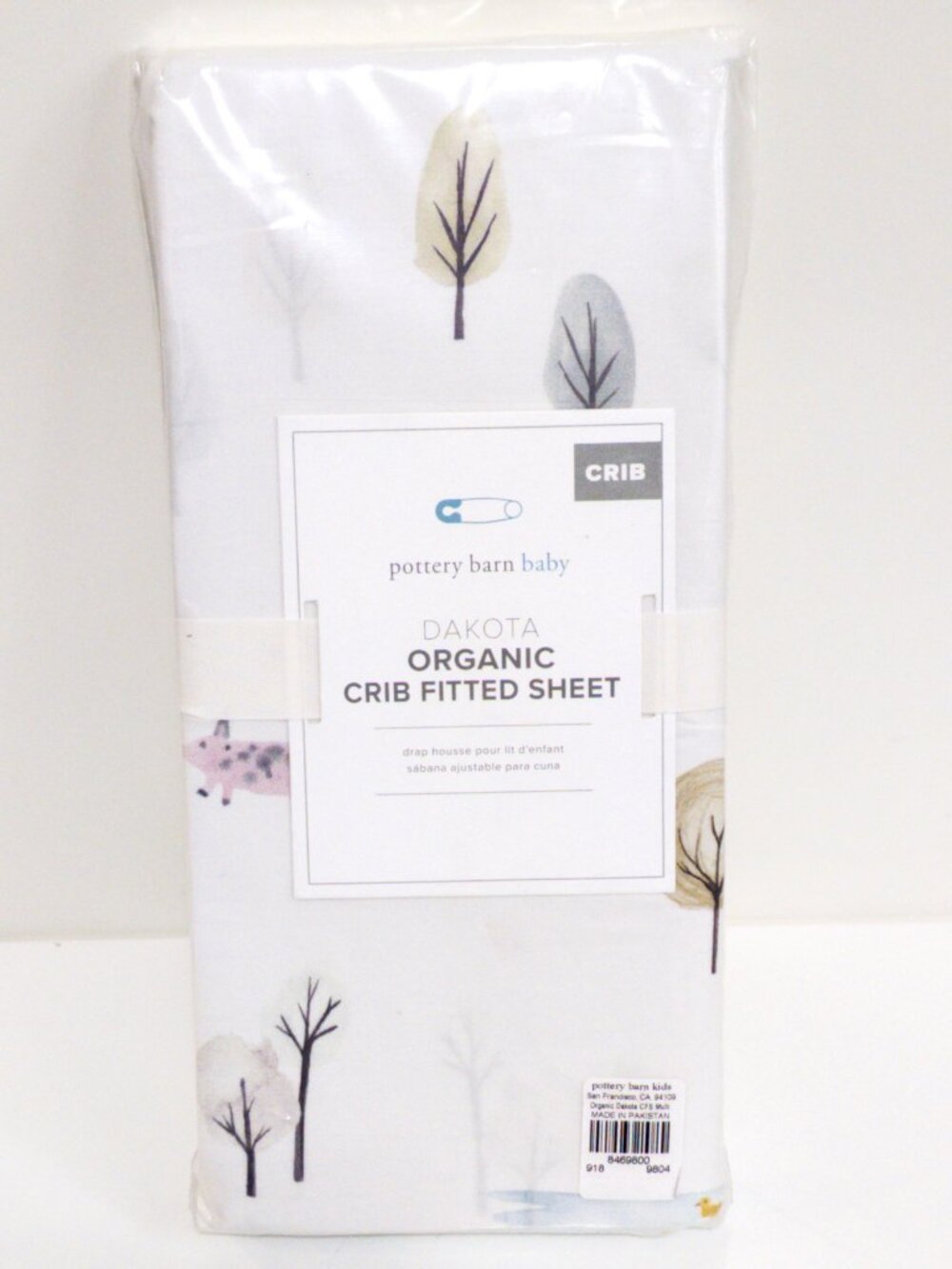 NWT Pottery Barn Baby Dakota Organic Fitted Crib Sheet Tree Animal Woodland